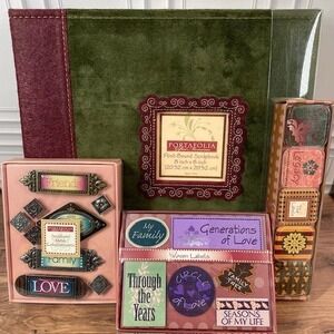Portafolia Gifted Memories 8" x 8"  Green Suede Scrapbook album W/Embellishments